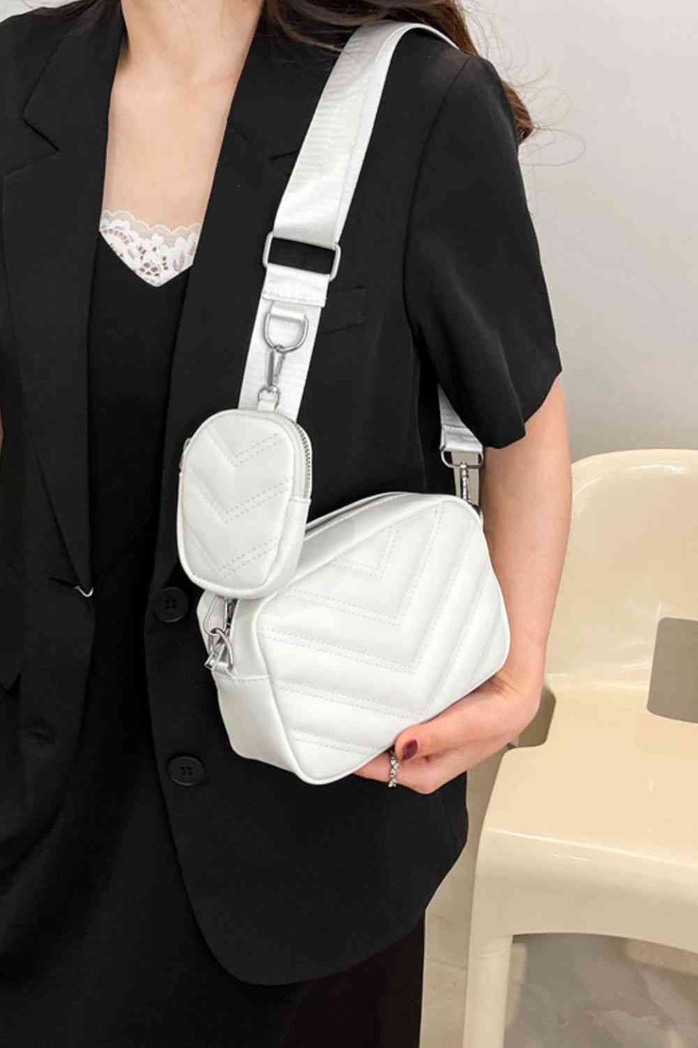 Adored PU Leather Shoulder Bag with Small Purse - Just Enuff Sexy