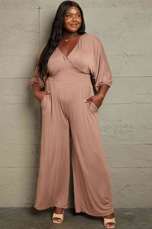 Culture Code Full Size Smocking Waist Jumpsuit - Just Enuff Sexy