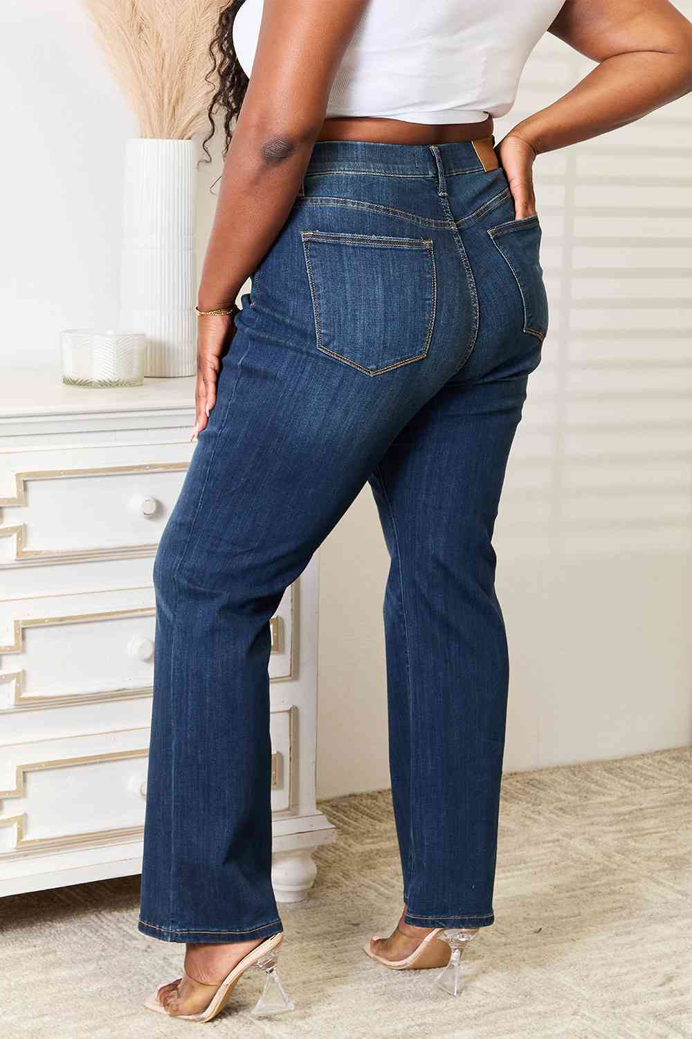 Judy Blue Full Size Elastic Waistband Slim Bootcut Jeans - Just Enuff Sexy