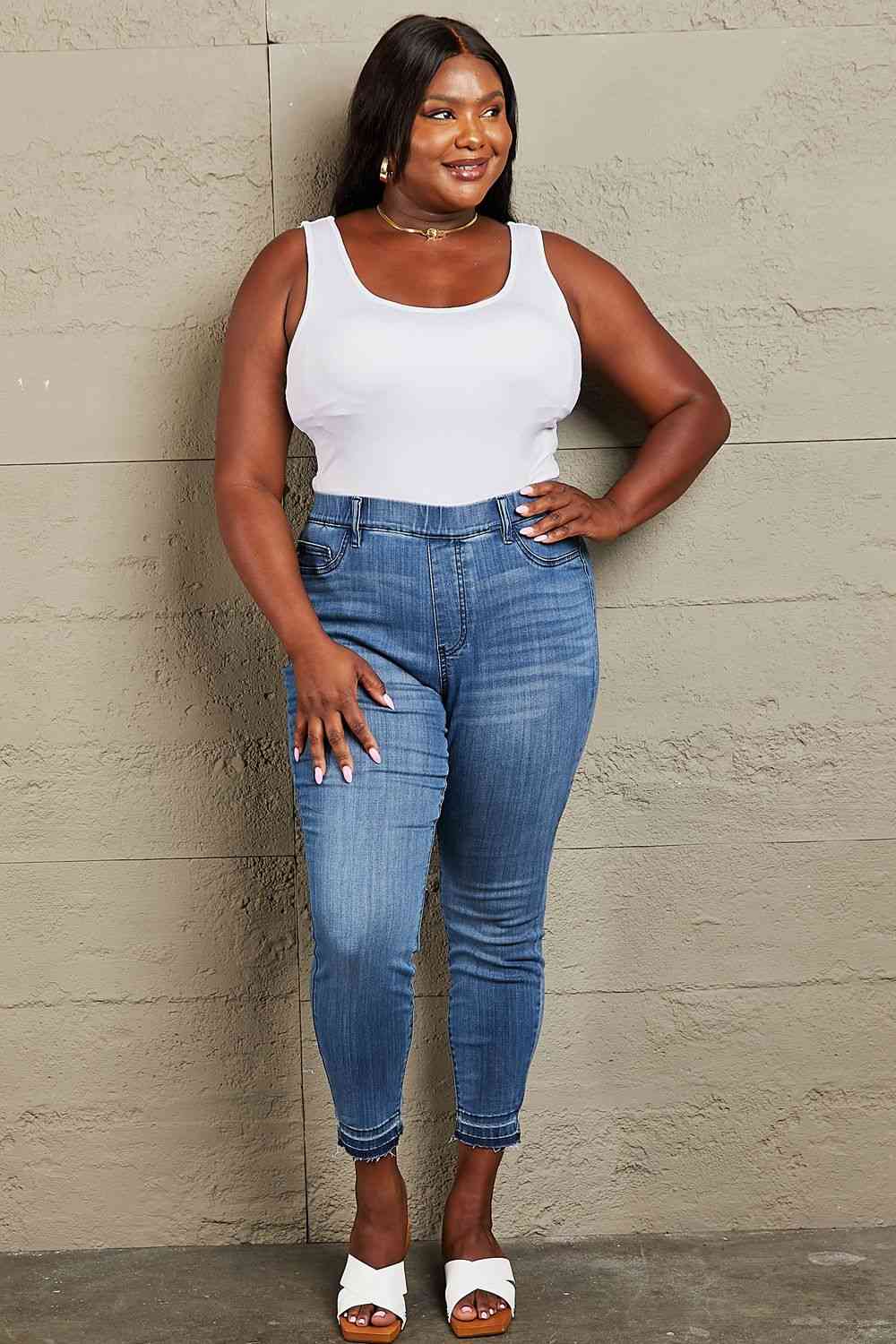 Judy Blue Janavie Full Size High Waisted Pull On Skinny Jeans - Just Enuff Sexy
