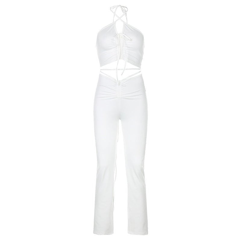 Ladies Sexy Halter Neck Hollow Out Pant Set - Just Enuff Sexy