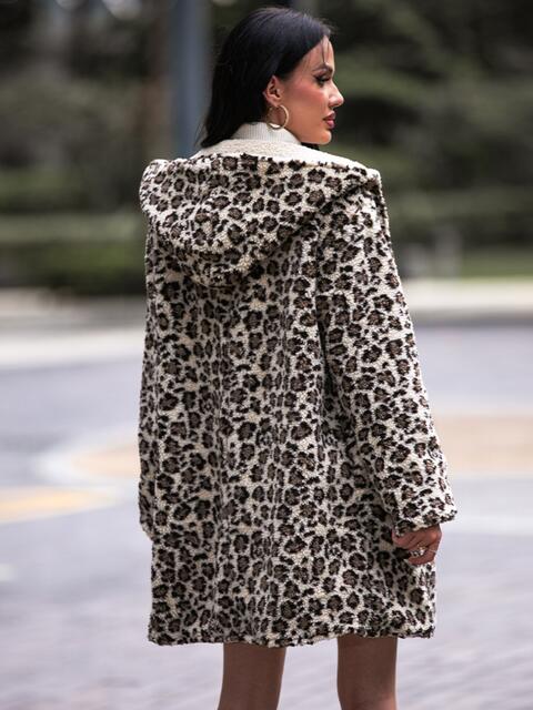 Leopard Print Hooded Teddy Coat - Just Enuff Sexy