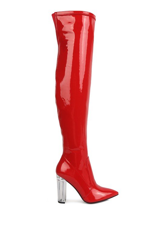 NOIRE THIGH HIGH LONG BOOTS IN PATENT PU - Just Enuff Sexy