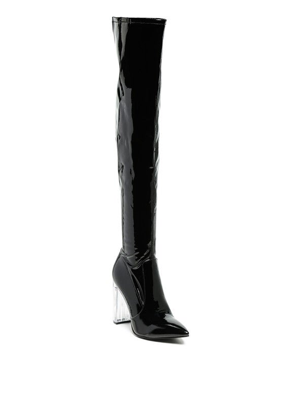 NOIRE THIGH HIGH LONG BOOTS IN PATENT PU - Just Enuff Sexy