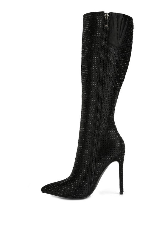 PIPETTE Diamante Set High Heeled Calf Boot - Just Enuff Sexy