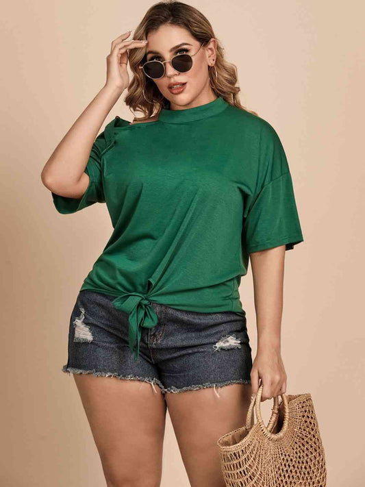Plus Size Tied Cold-Shoulder Tee Shirt - Just Enuff Sexy