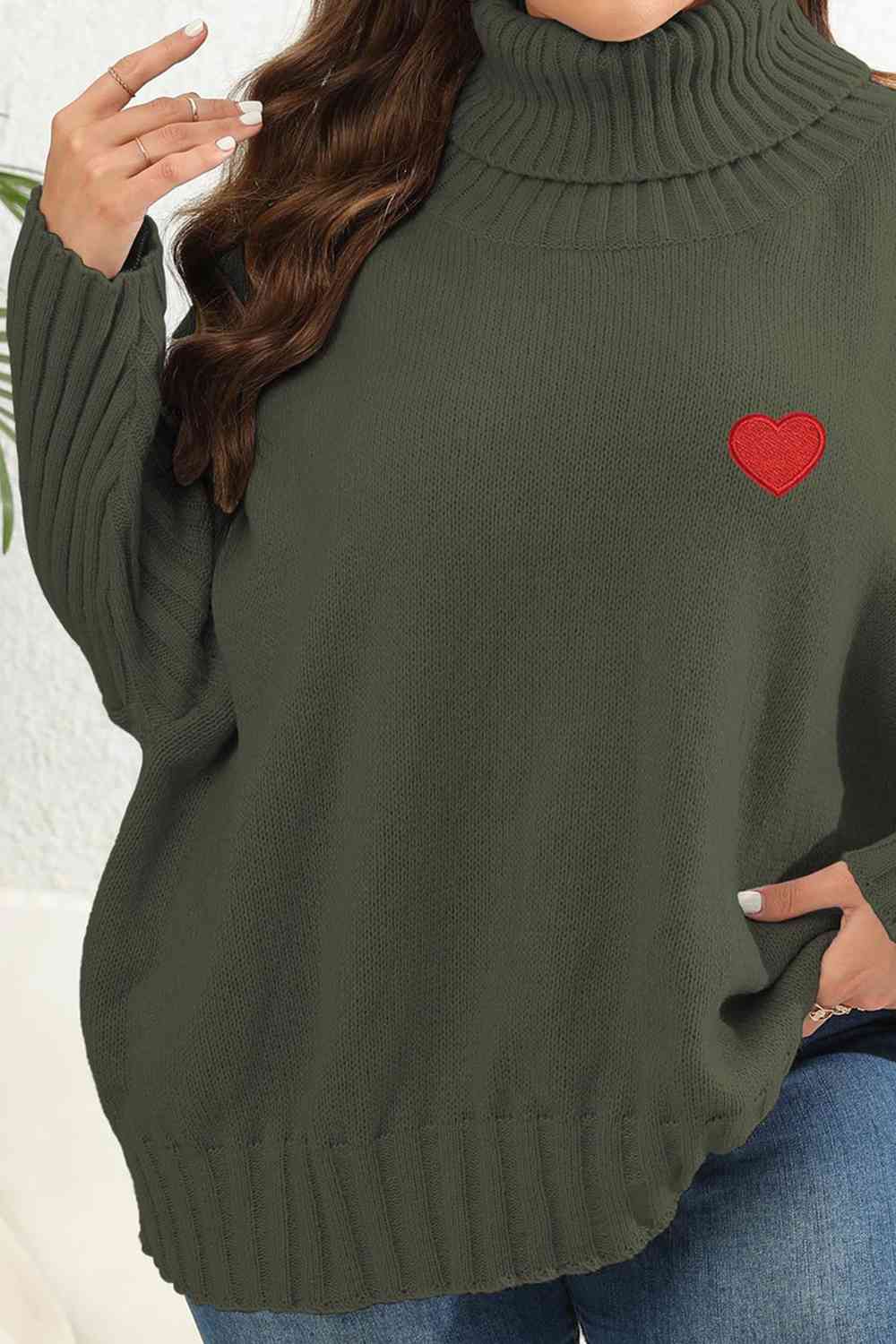 Plus Size Turtle Neck Long Sleeve Sweater - Just Enuff Sexy