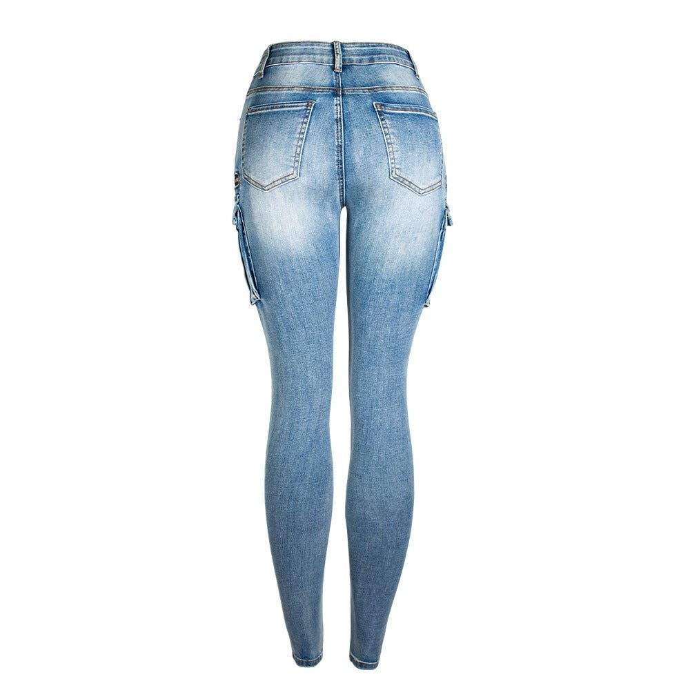 Sexy Multiple Pockets Ultra Stretchy Denim Cargo Jeans - Just Enuff Sexy