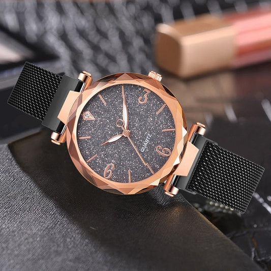 Women's Rose Gold Luxury Magnetic Starry Sky Watch - Just Enuff Sexy