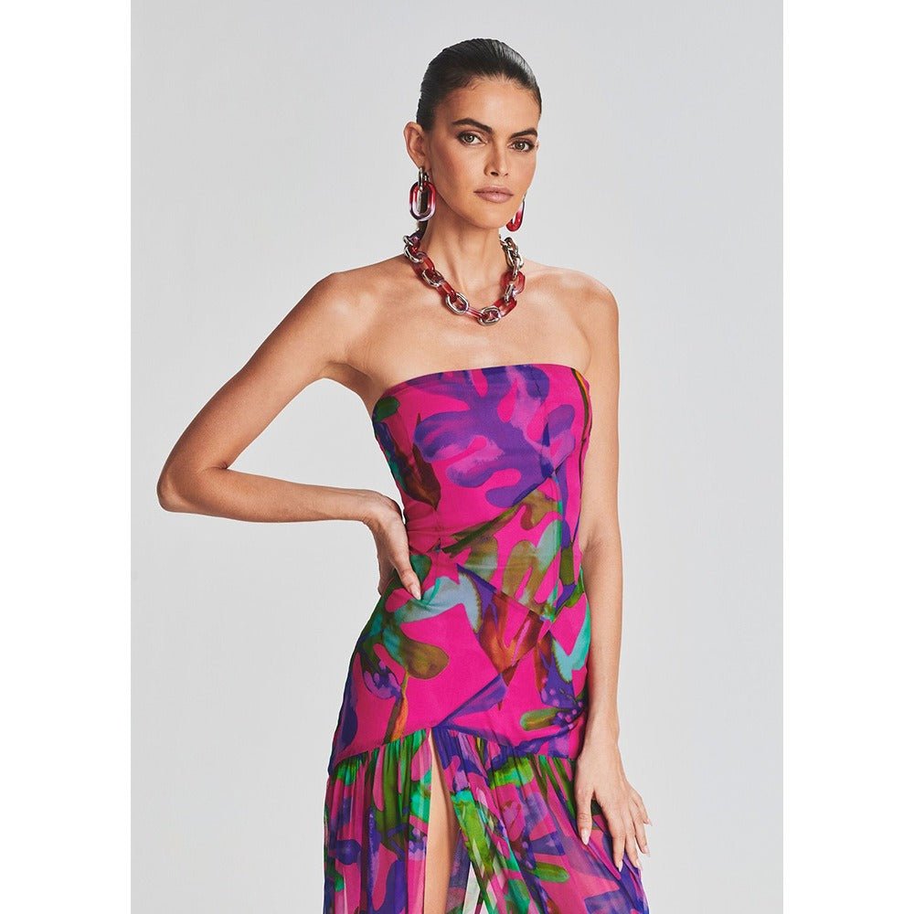 Women's Strapless Floral Printed Long Dress - Just Enuff Sexy