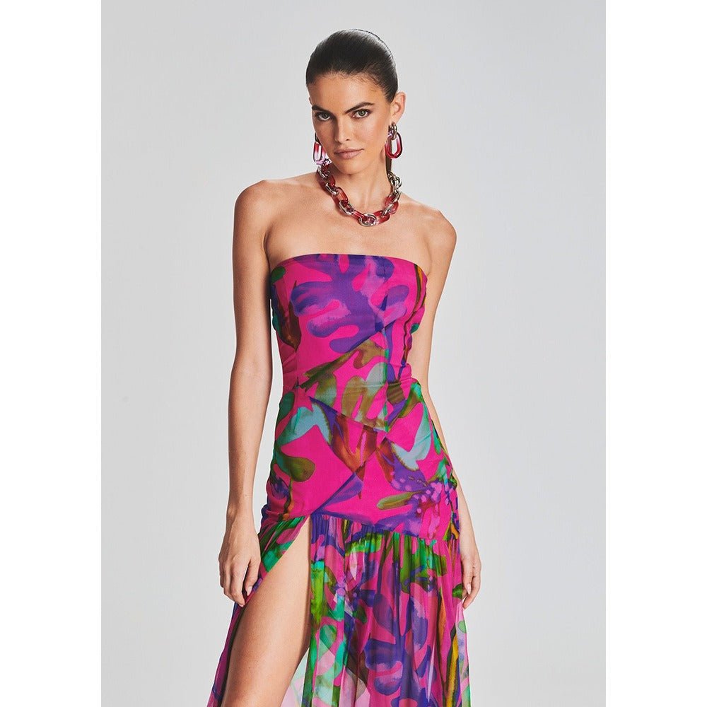 Women's Strapless Floral Printed Long Dress - Just Enuff Sexy
