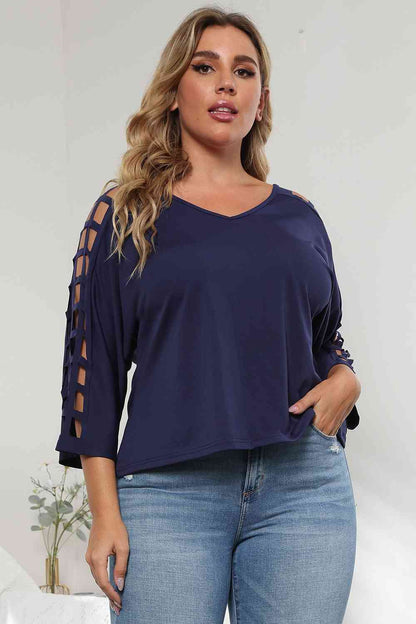 3/4 Sleeve Cutout Detail Top - Just Enuff Sexy