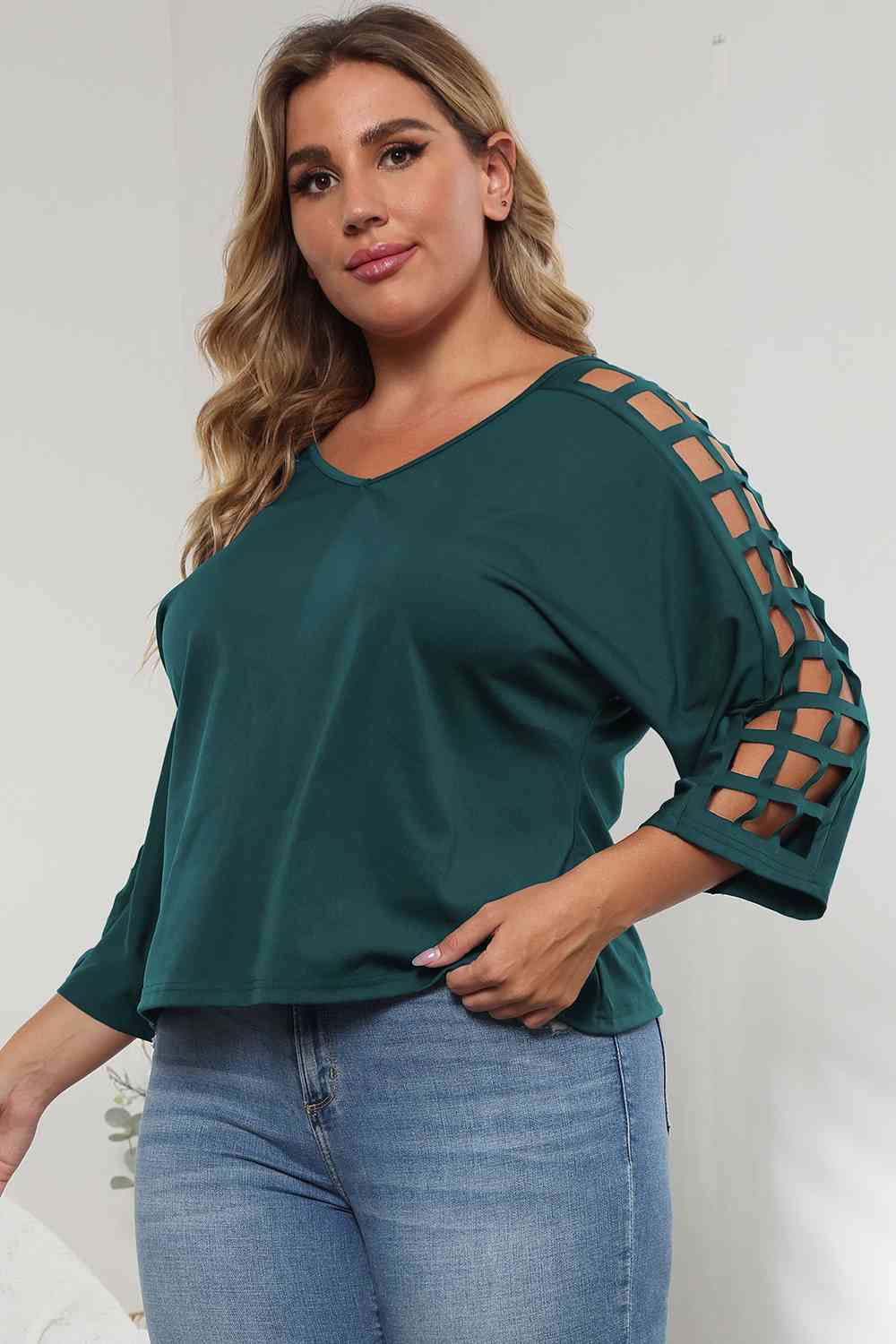 3/4 Sleeve Cutout Detail Top - Just Enuff Sexy