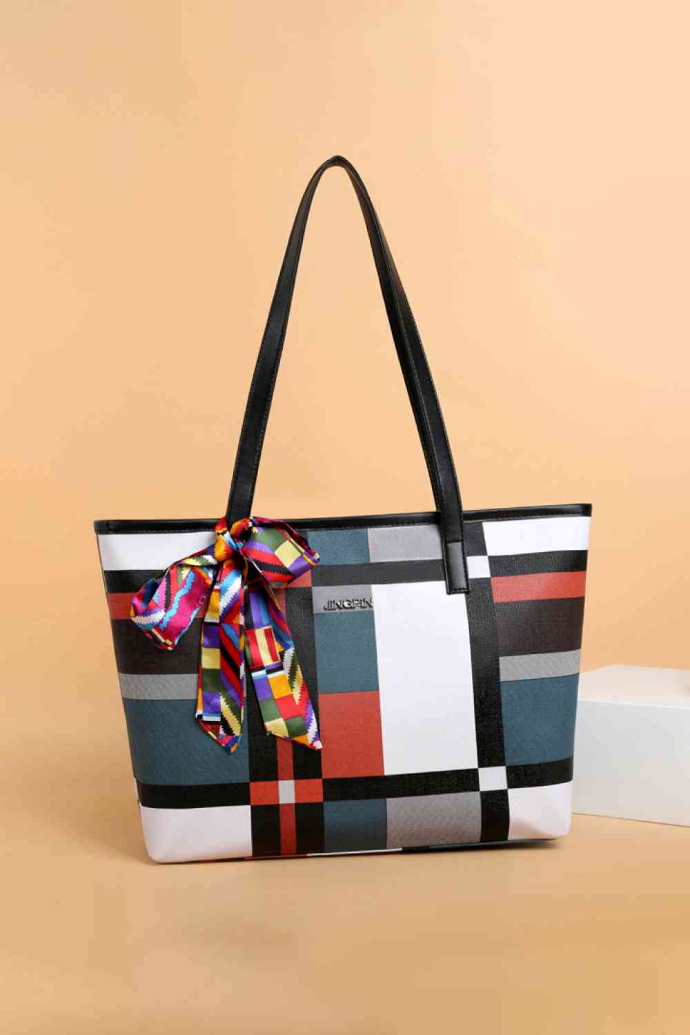 Adored Color Block Tie Detail PU Leather Tote Bag - Just Enuff Sexy