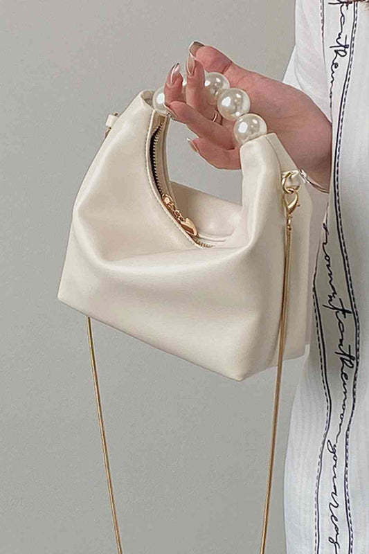 Adored PU Leather Pearl Handbag - Just Enuff Sexy
