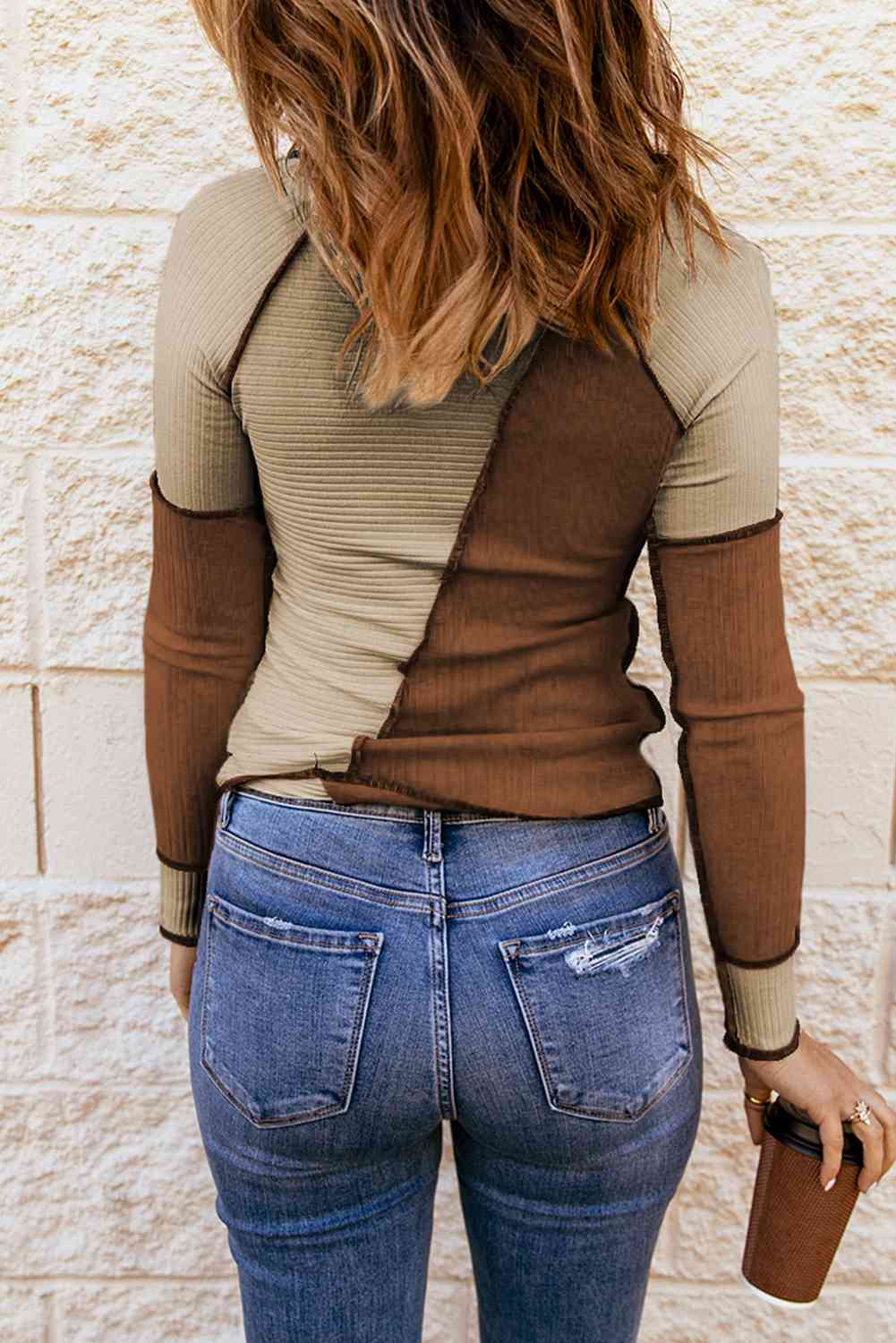 Color Block Exposed Seam Knit Top - Just Enuff Sexy
