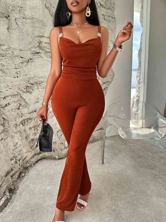 Cowl Neck Sleeveless Jumpsuit - Just Enuff Sexy