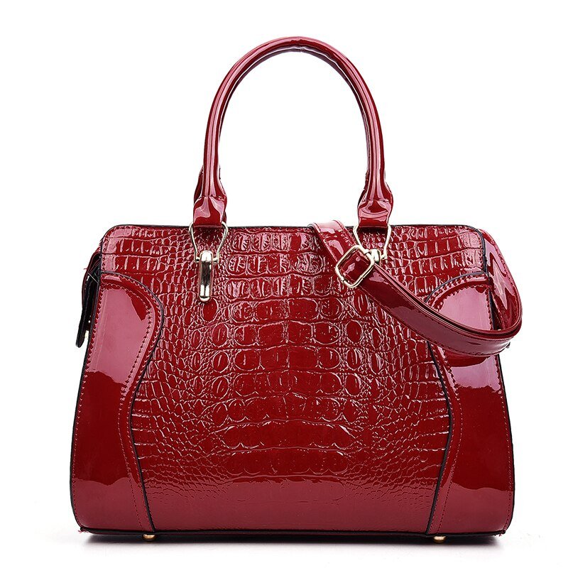 Crocodile Pattern Solid Color Leather Handbag - Just Enuff Sexy