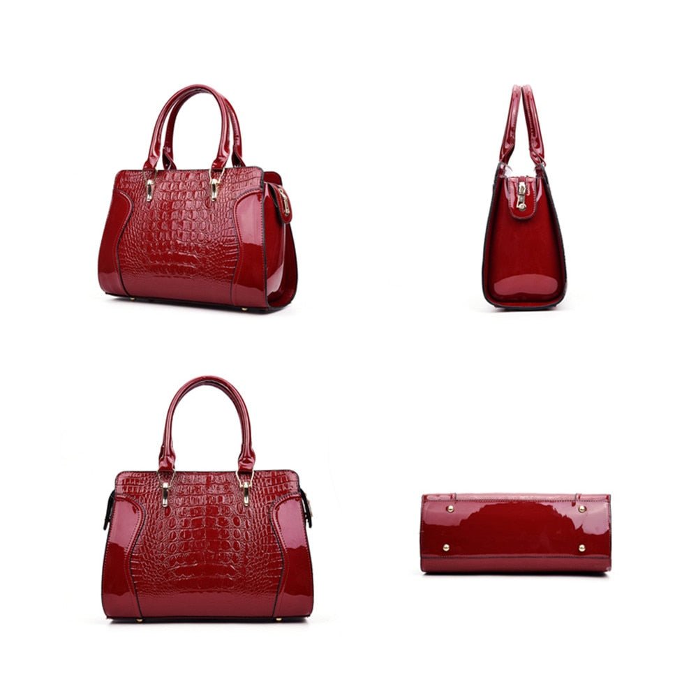 Crocodile Pattern Solid Color Leather Handbag - Just Enuff Sexy