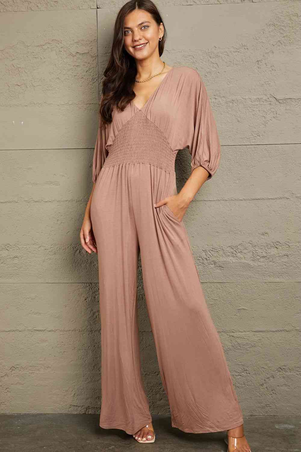Culture Code Full Size Smocking Waist Jumpsuit - Just Enuff Sexy