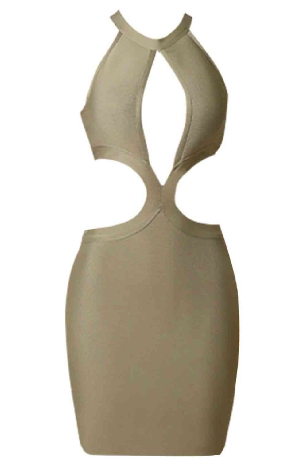 Cutout Grecian Neck Sleeveless Dress - Just Enuff Sexy