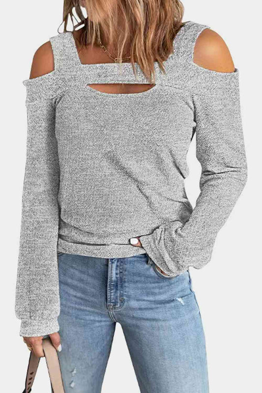Full Size Cutout Cold Shoulder Blouse - Just Enuff Sexy