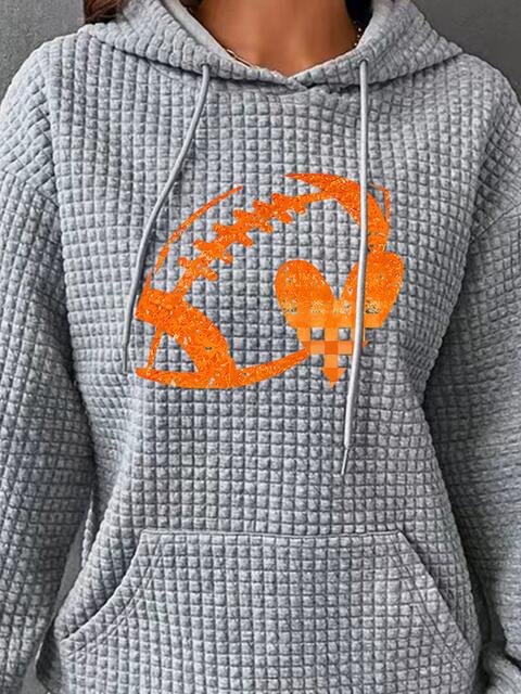Full Size Football Graphic Drawstring Hoodie - Just Enuff Sexy