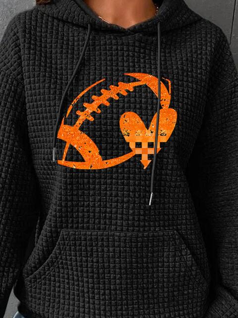 Full Size Football Graphic Drawstring Hoodie - Just Enuff Sexy