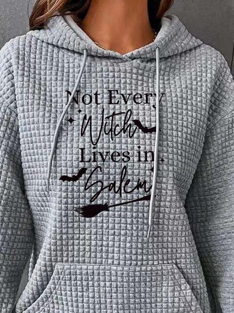 Full Size Graphic Textured Hoodie with Pocket - Just Enuff Sexy