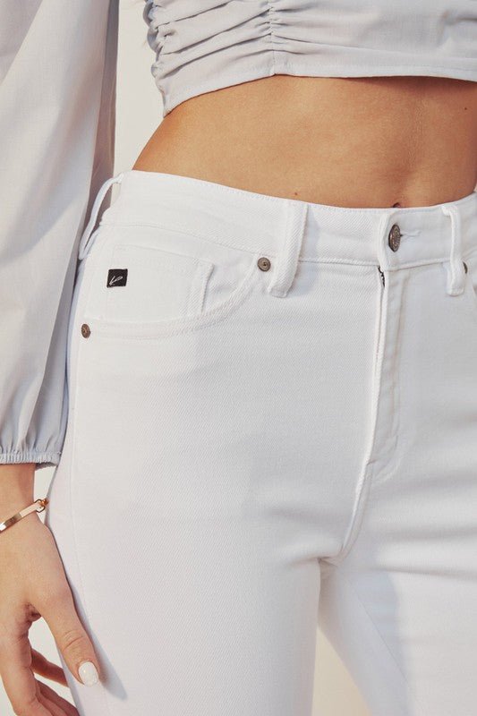 High Rise Ankle Skinny White Jeans - Just Enuff Sexy
