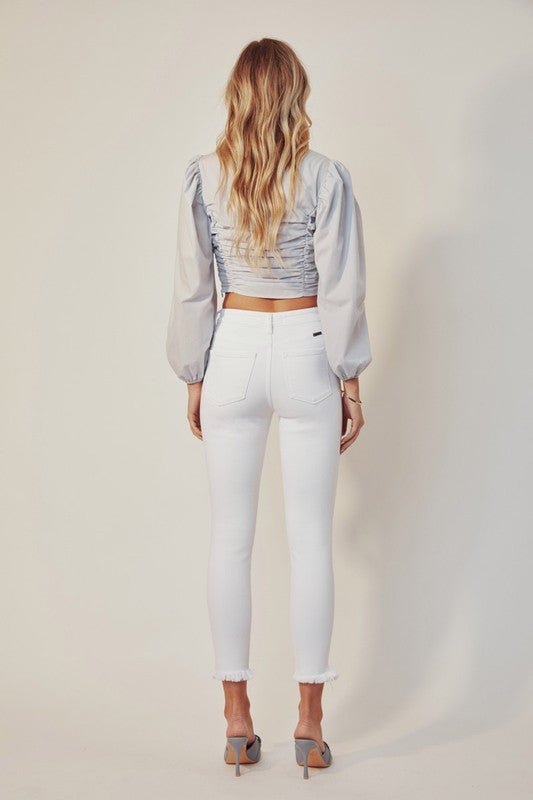 High Rise Ankle Skinny White Jeans - Just Enuff Sexy
