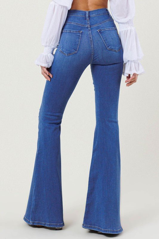 High-Rise Distressed Flare Jeans - Just Enuff Sexy