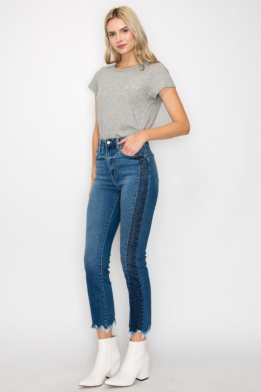 HIGH RISE SLIM STRAIGHT JEANS - Just Enuff Sexy