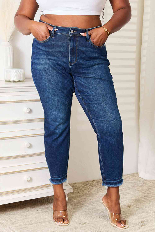 Judy Blue Full Size High Waist Released Hem Slit Jeans - Just Enuff Sexy