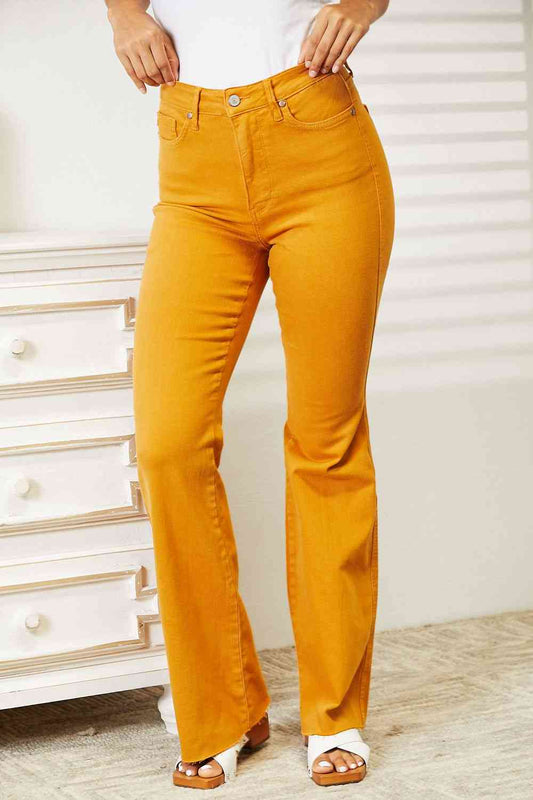 Judy Blue Full Size High Waist Tummy Control Garment Dyed Flare Jeans - Just Enuff Sexy