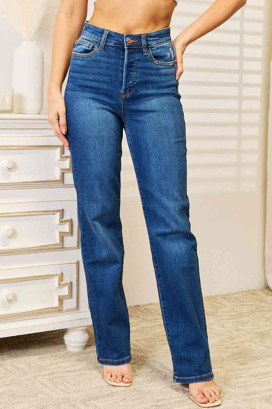 Judy Blue Full Size Straight Leg Jeans with Pockets - Just Enuff Sexy