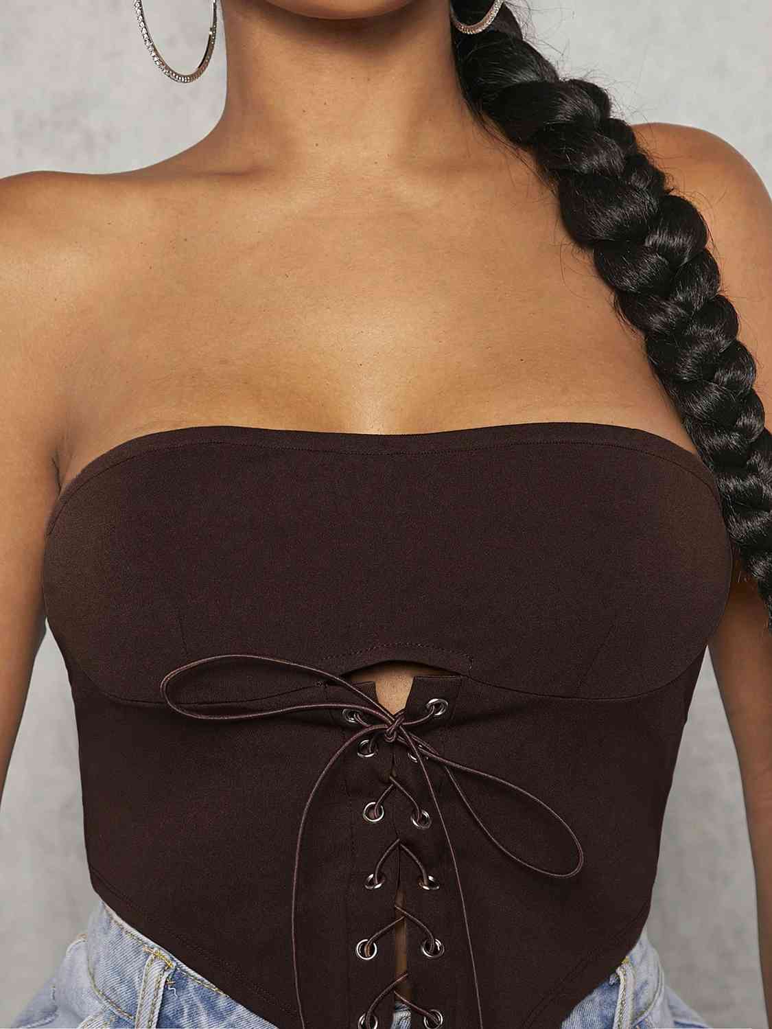 Lace-Up Strapless Bustier - Just Enuff Sexy