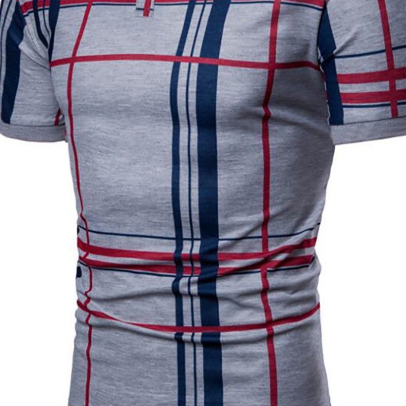Men's Casual Grid Printed Short Sleeve Polo Shirt - Just Enuff Sexy