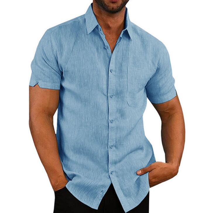Men's Lapel Neck Button Up Short Sleeve Shirt - Just Enuff Sexy
