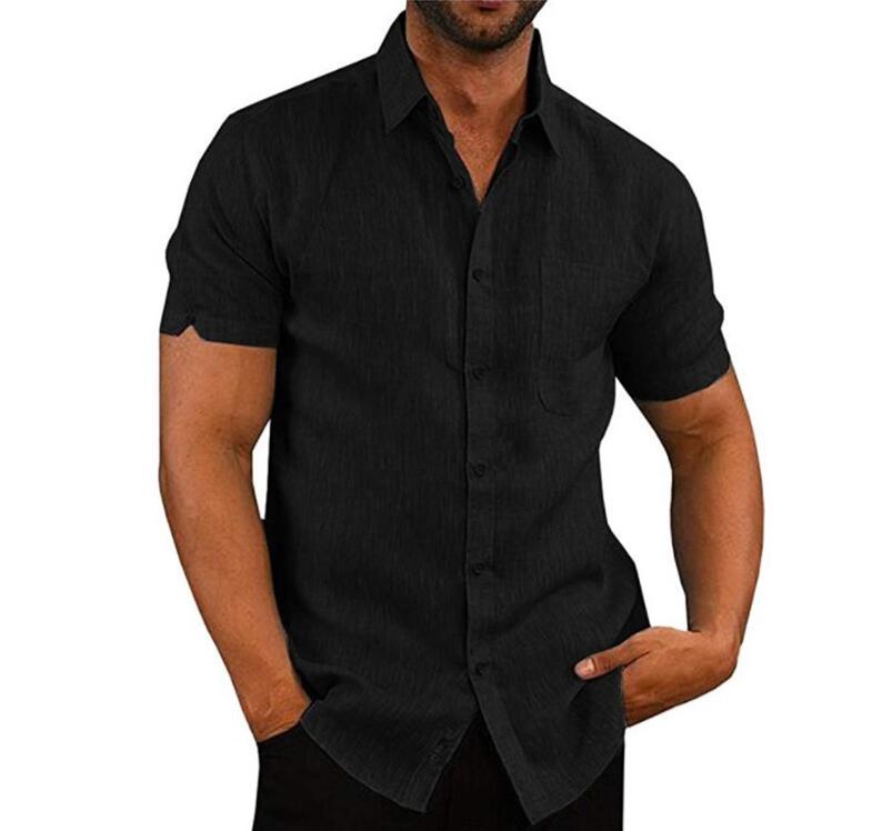Men's Lapel Neck Button Up Short Sleeve Shirt - Just Enuff Sexy