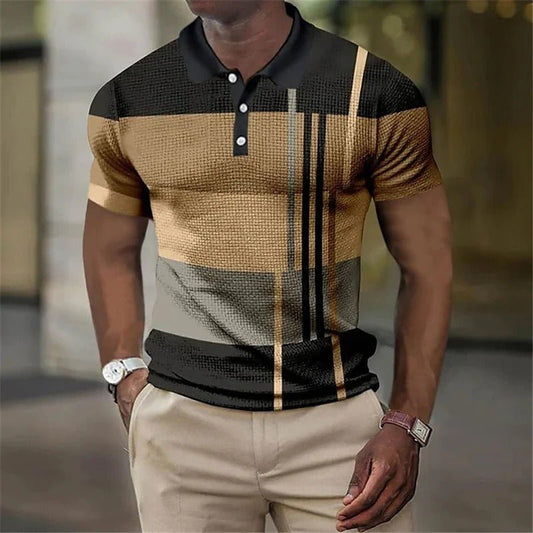 Men's Short Sleeve Printed Polo Shirt - Just Enuff Sexy