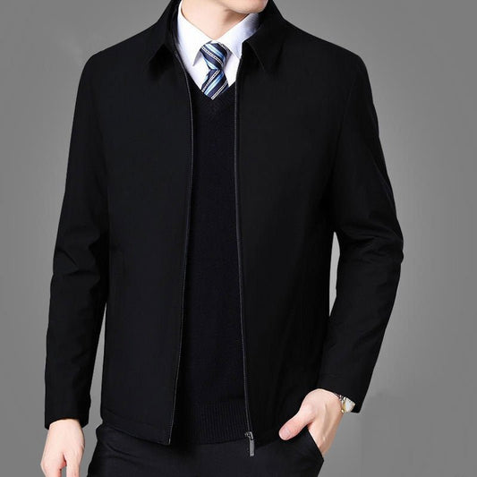 Men's Turn Down Collar Long Sleeve Zipper Jacket - Just Enuff Sexy
