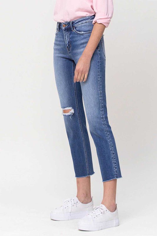 Mid-Rise Straight Crop Jeans - Just Enuff Sexy