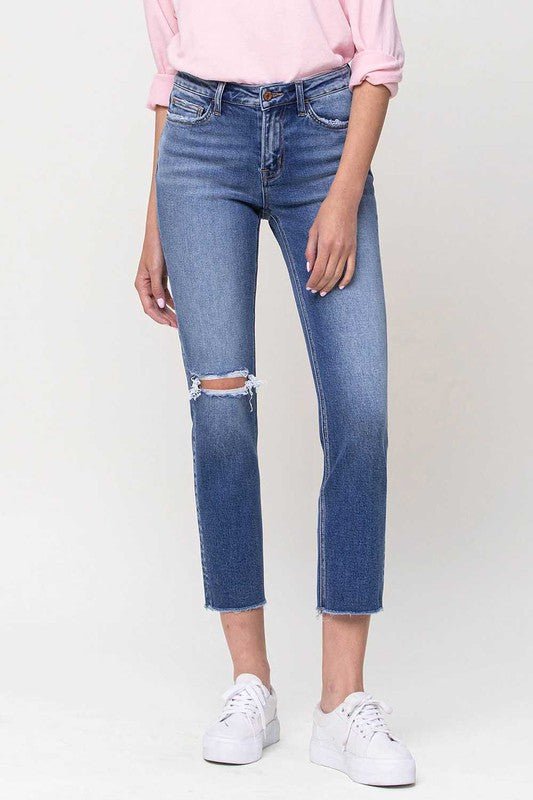 Mid-Rise Straight Crop Jeans - Just Enuff Sexy