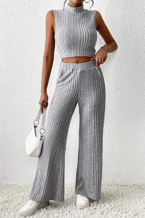 Mock Neck Tank and Pants Set - Just Enuff Sexy