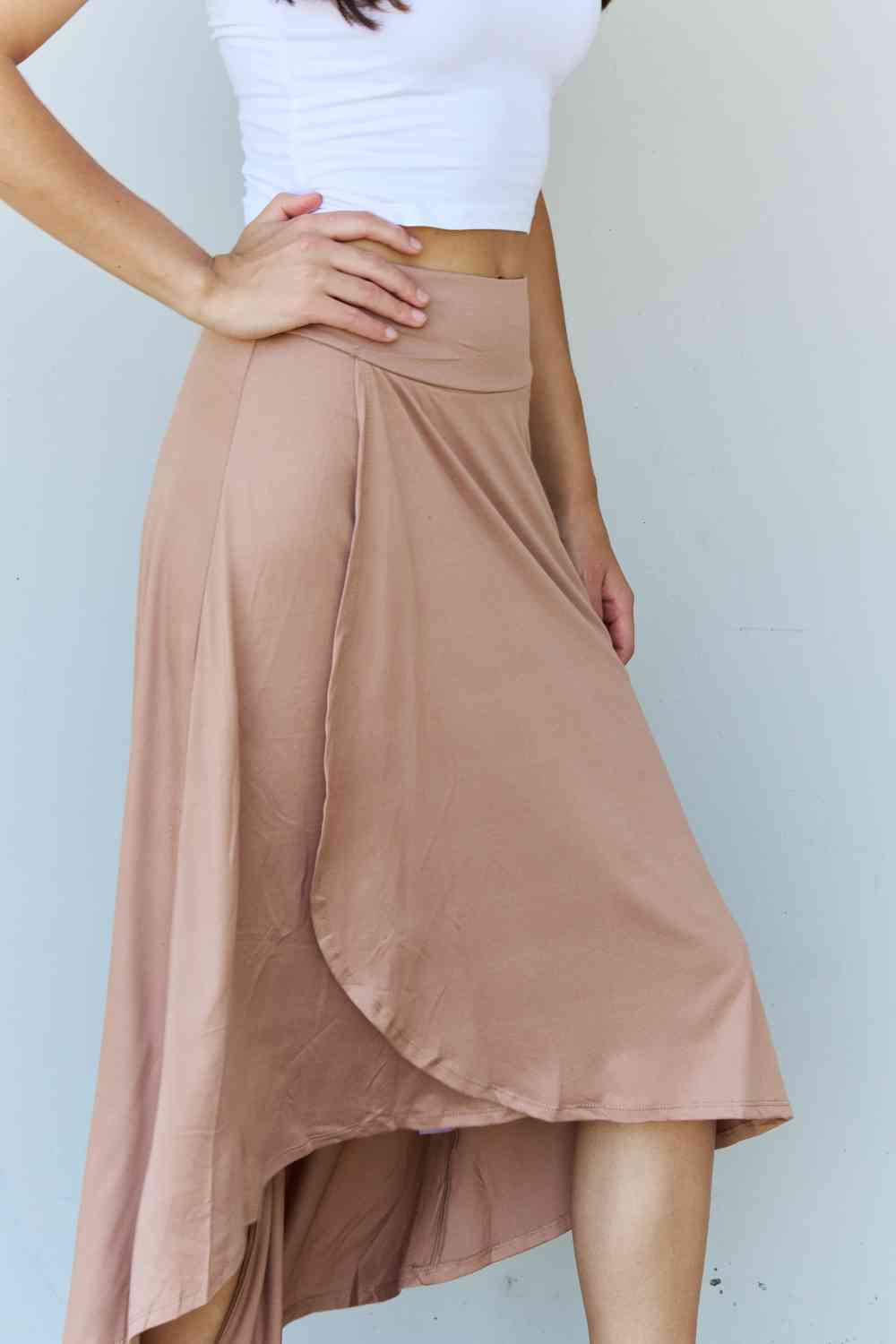 Ninexis First Choice High Waisted Flare Maxi Skirt in Camel - Just Enuff Sexy