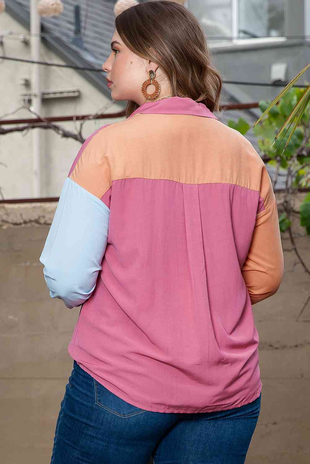 Plus Size Color Block Shirt - Just Enuff Sexy