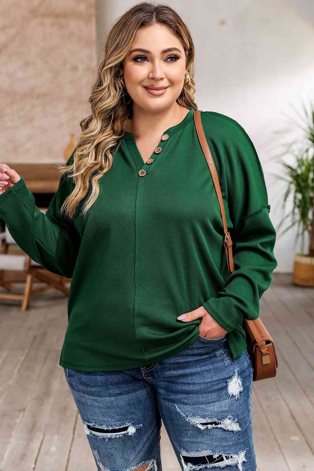 Plus Size Exposed Seam Slit Sweatshirt - Just Enuff Sexy