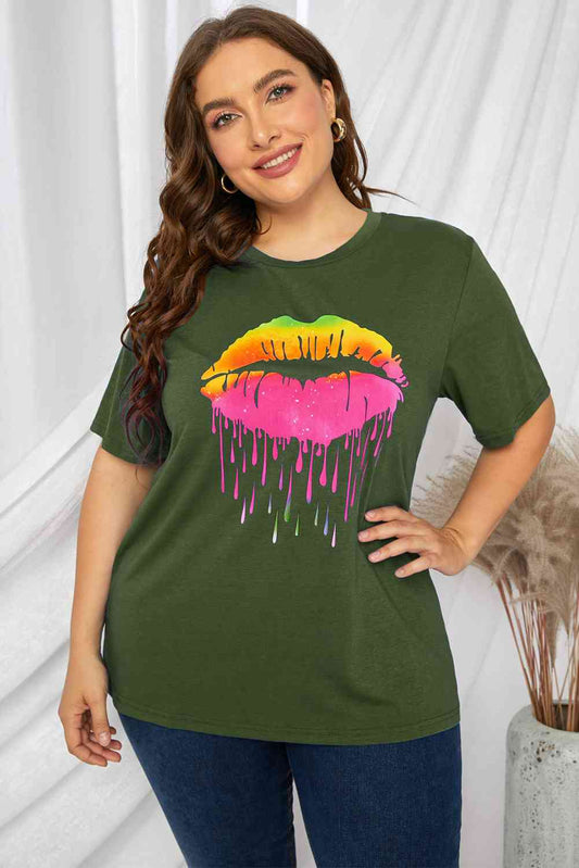 Plus Size Lip Graphic Tee Shirt - Just Enuff Sexy