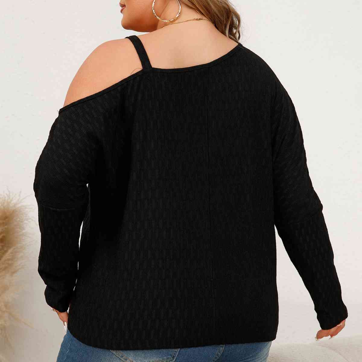 Plus Size One-Shoulder Asymmetrical Blouse - Just Enuff Sexy